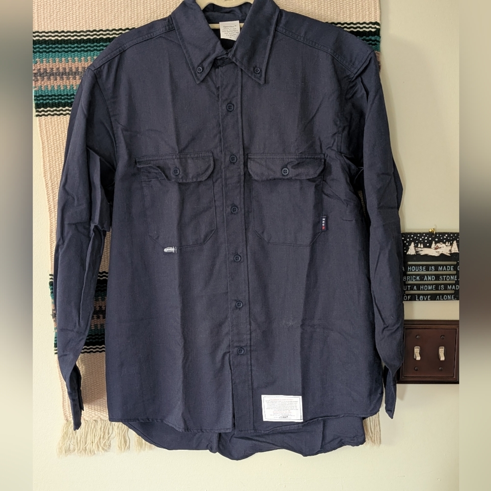 Spentex NGI Flame Resistant Mens Button Up ARC Rating 9.3 ATPV Shirt Sz 3X-navy